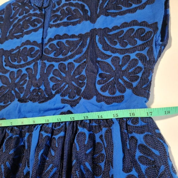 Zara Blue Mini Dress with Black Intricate Embroidery,  Size S - Picture 6 of 10
